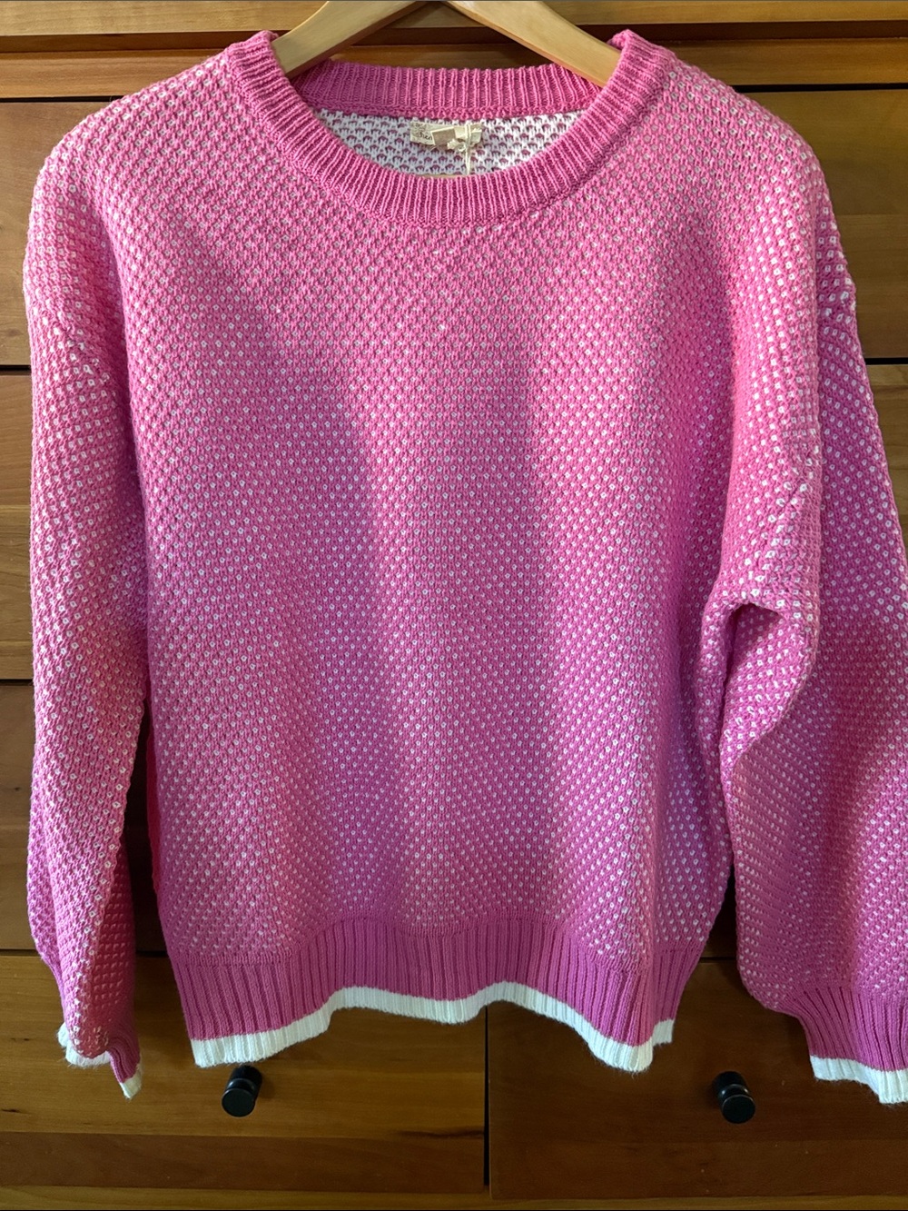 Hem & Thread Pink & White Textured Sweater Size S